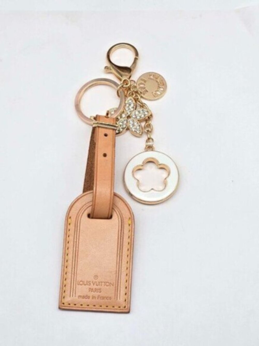 Authentic Louis Vuitton Luggage Tag with Unbranded Keycharm, Keychain 15-022025